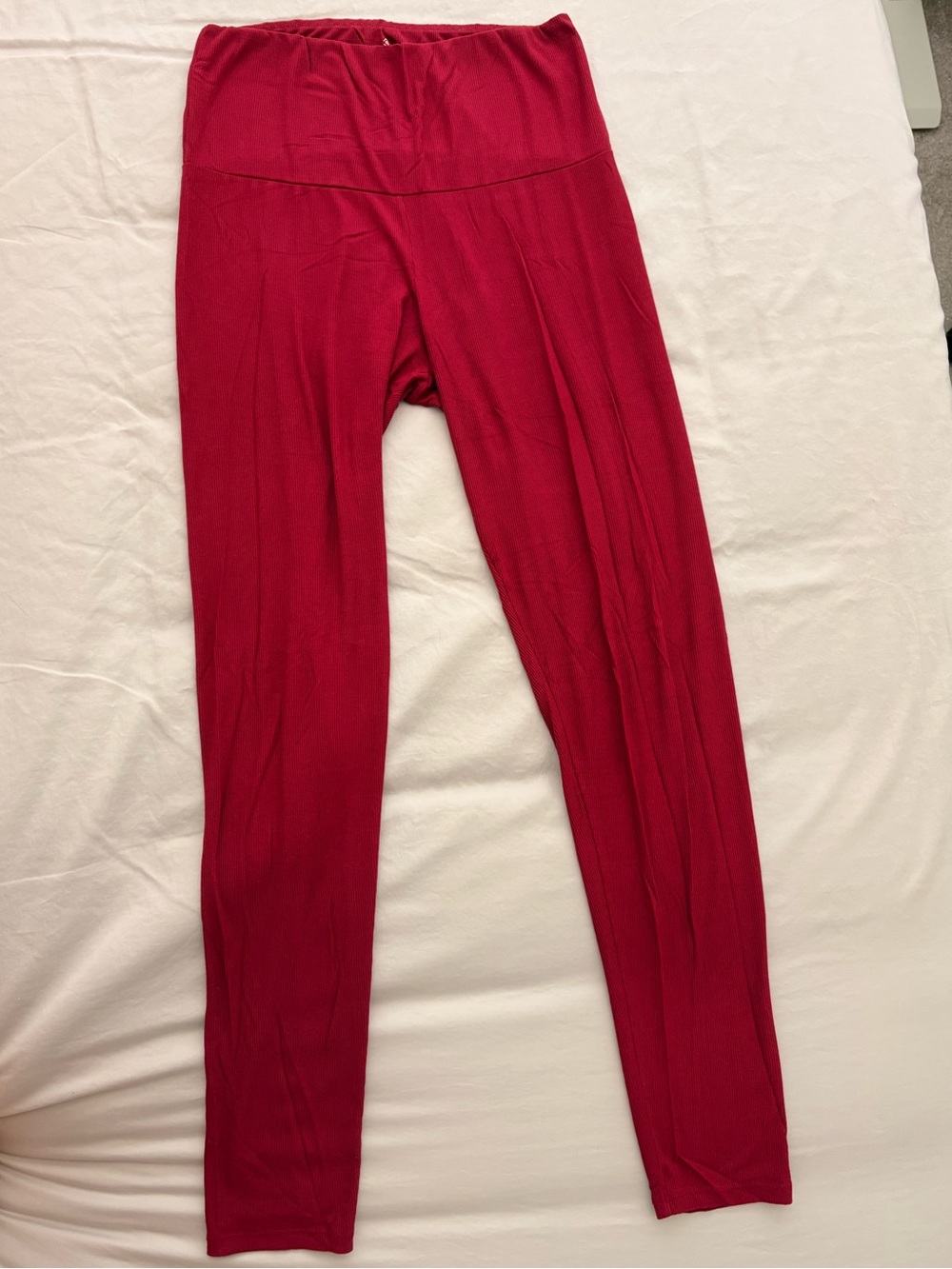 ThirdLove Ribbed Berry Red Sleep Leggings